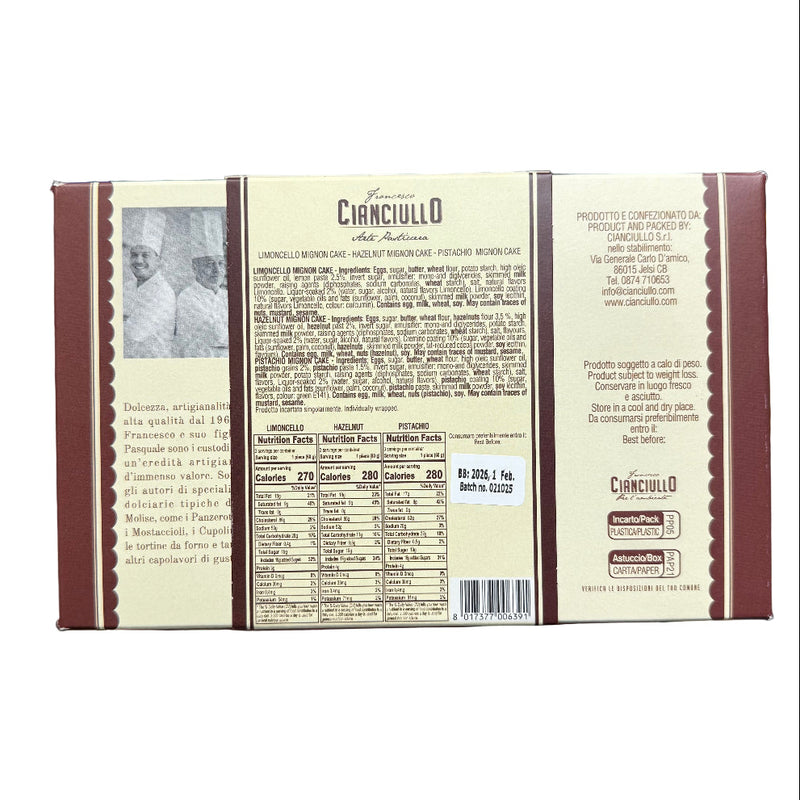 Cianciullo Tris Tortini, Limoncello, Hazelnut & Pistachio Sweets, 6.35 oz | 180g