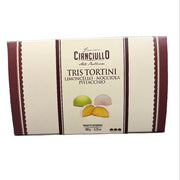 Box of Cianciullo Tris Tortini with illustrations on a white background