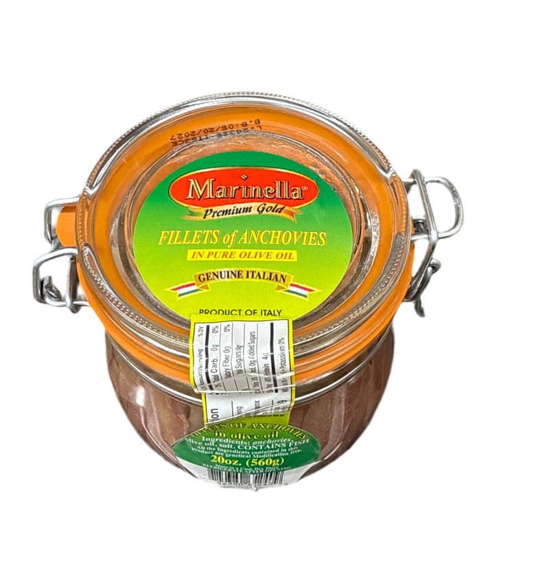 Marinella Fillets of Anchovies in Pure Olive Oil, 19.7 oz | 560g jar