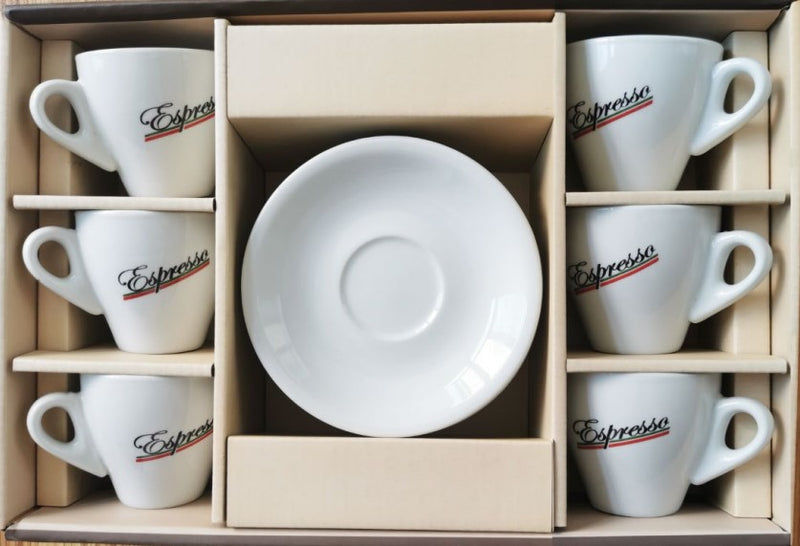 Espresso Cups/Saucers - Espresso imprinted Set of 6