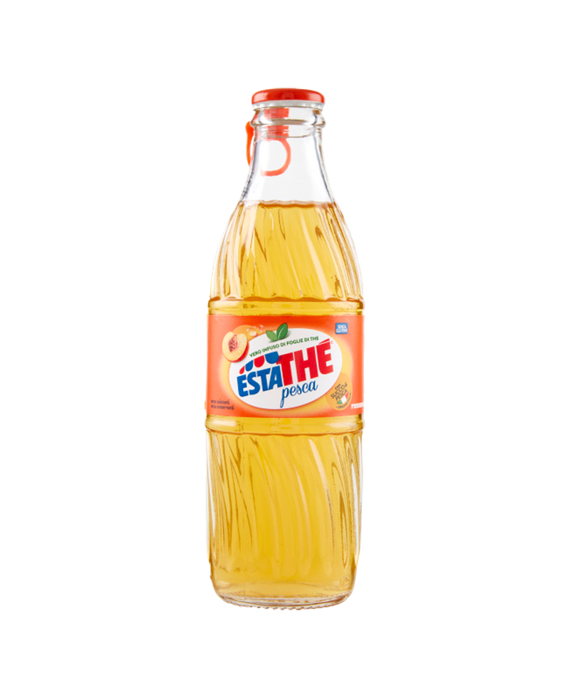 Estathé Peach (Pesca) – Italian Iced Tea in Glass Bottle, 250 ml