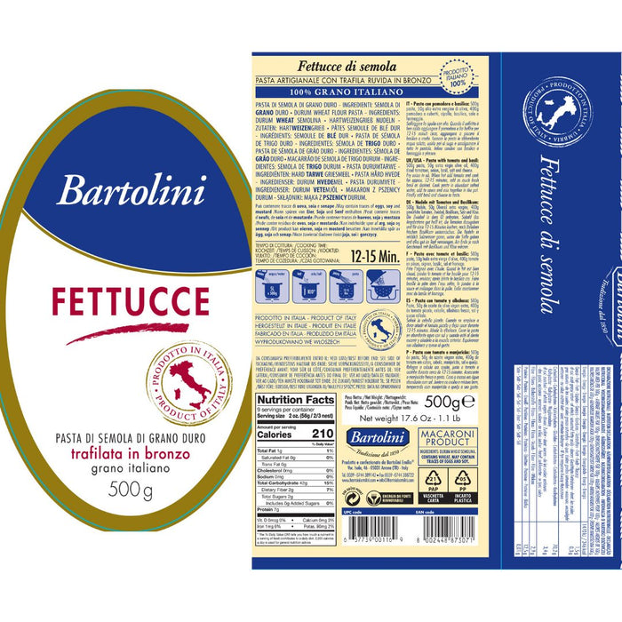 Bartolini Fettucce Pasta, 17.6 oz | 500g