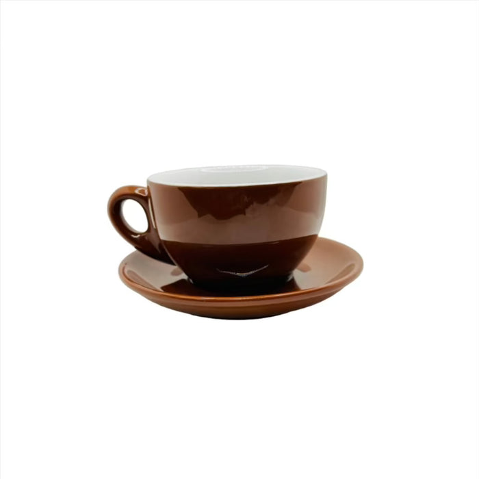 Nuova Point Brown Palermo Latte, Cups and Saucers - Set of 6