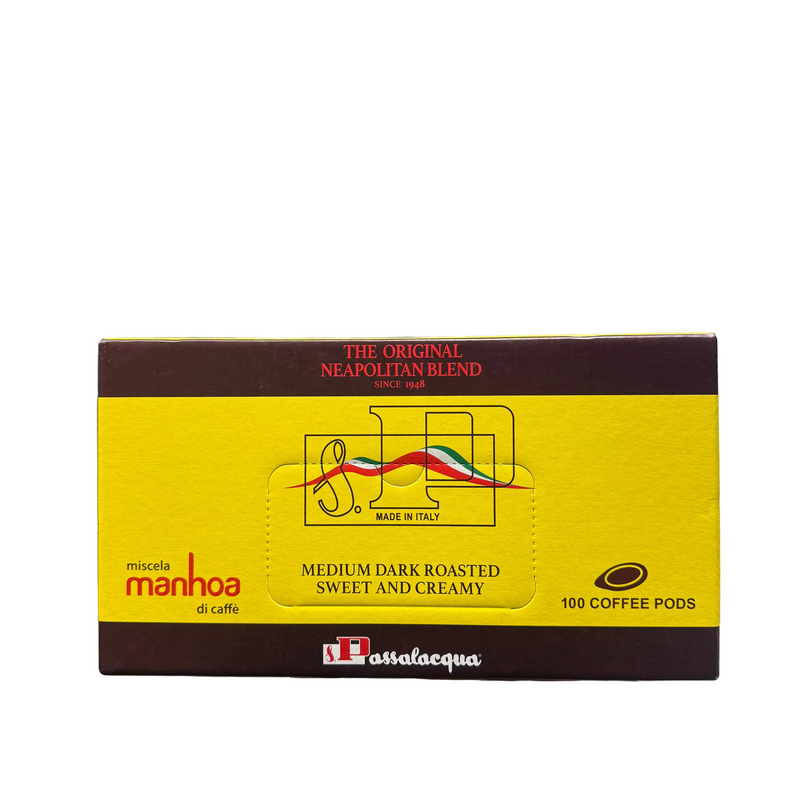 Passalacqua Manhoa Espresso Pods – Medium Dark Roast, 100 Count ESE Pods