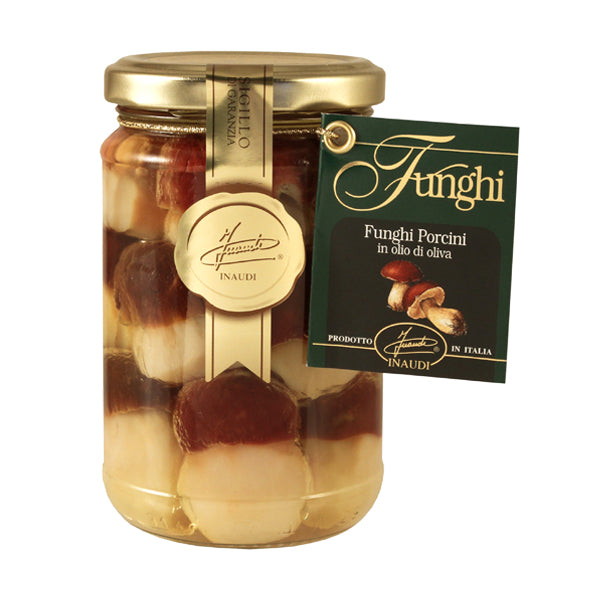 Inaudi Whole Porcini Mushrooms Red Head in Olive Oil, 9.8 oz | 280g