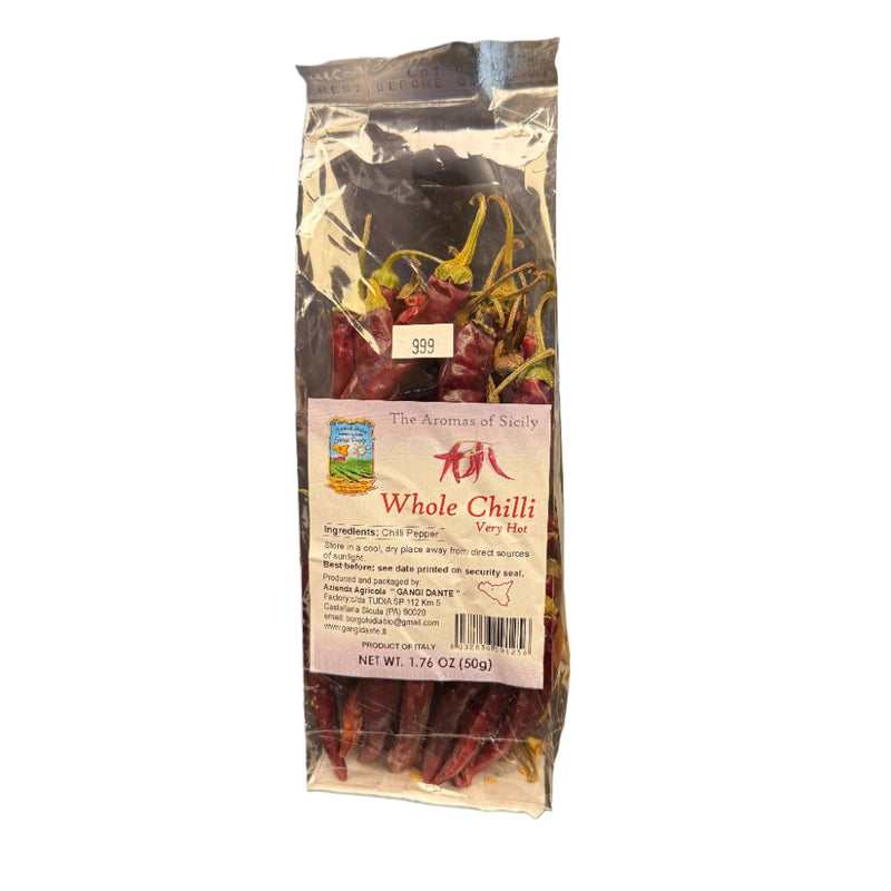Gangi Dante Whole Italian Chili Pepper Very Hot, 1.76 oz | 50g