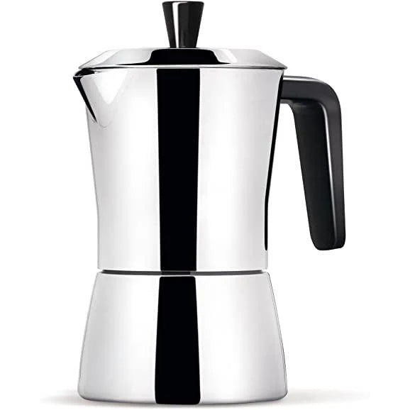 Giannini TUA, Stainless Steel Stove Top Espresso Coffee Maker, Black Handle