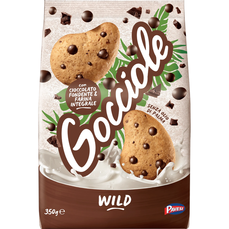 Pavesi Gocciole Wild Whole‑Wheat Chocolate‑Chip Cookies – 12.3 oz | 350 g