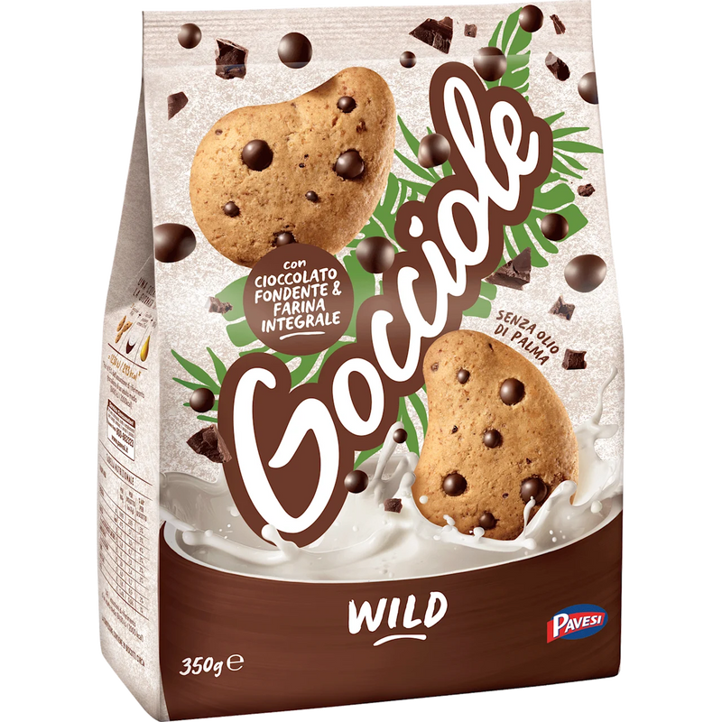 Pavesi Gocciole Wild Whole‑Wheat Chocolate‑Chip Cookies – 12.3 oz | 350 g