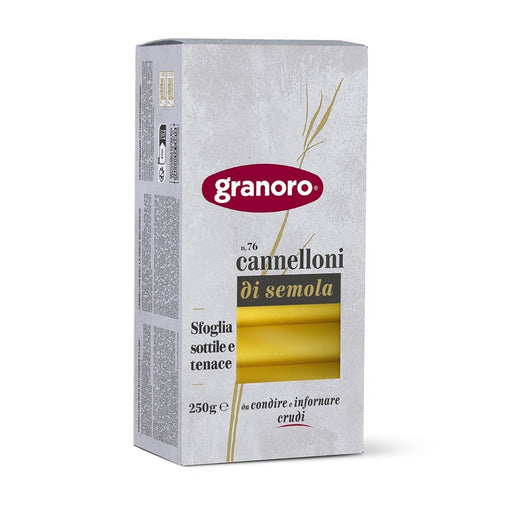Box of Granoro cannelloni di semola pasta on a white background
