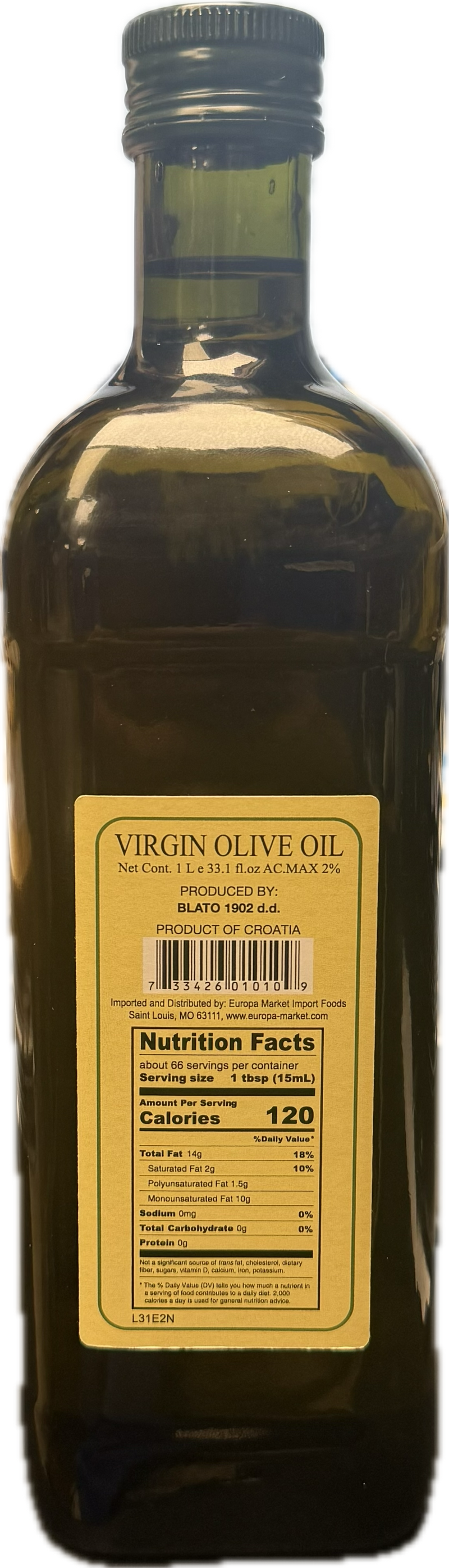 Virgin Olive oil From The Island of Korcula Dalmatia, 33.1 fl oz - 1 Liter