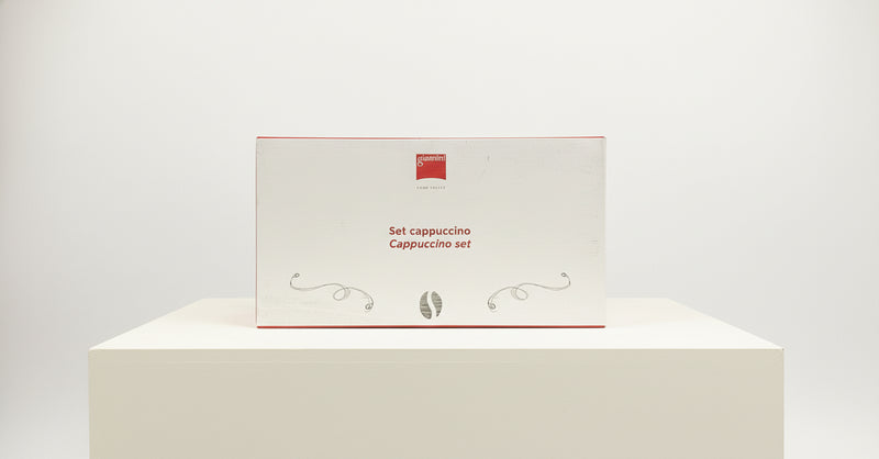 Cappuccino set packaging with 'Gianetti' branding on a white background