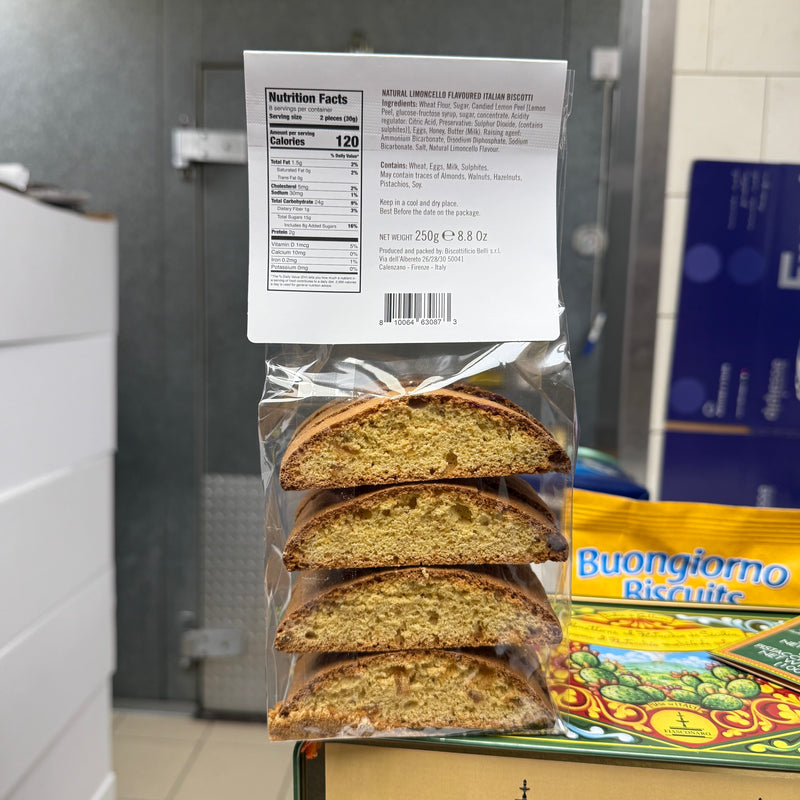 Belli Limoncello Flavored Cantuccini, Italian Biscotti, 8.8 oz | 250g