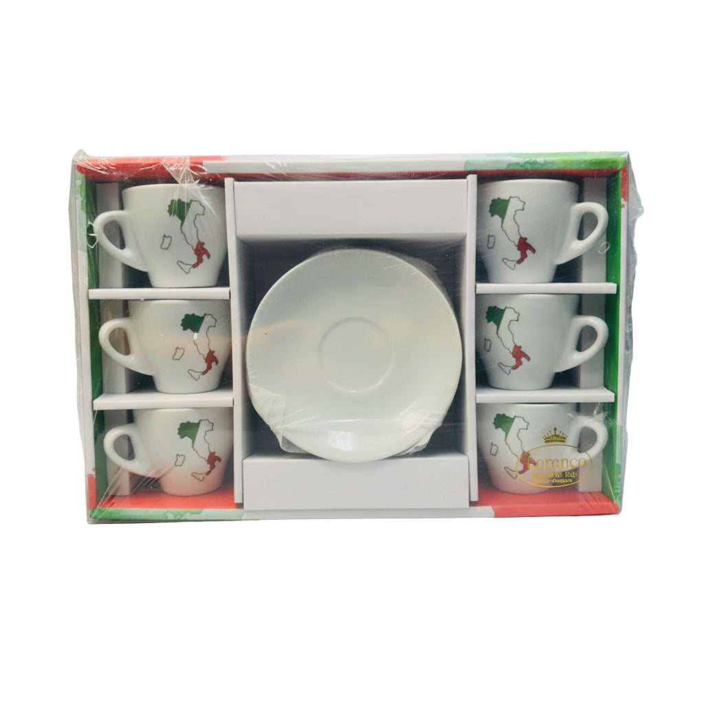 Italy Flag Boot Espresso Cups and Saucers, set of 6 — Piccolo's