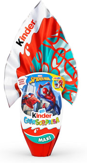 Kinder Marvel Spider-Man chocolate egg packaging on a white background