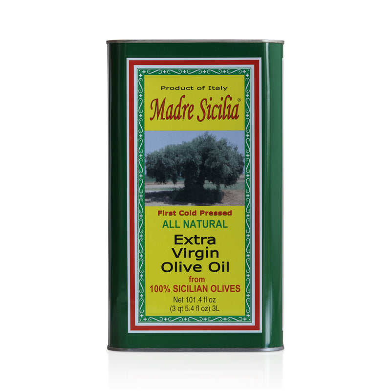 Madre Sicilia Extra Virgin Olive Oil, 100% Sicilian Olive, 101 fl oz | 3 Liter