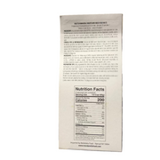 Nutrition facts label on a product packaging with a kitchen background