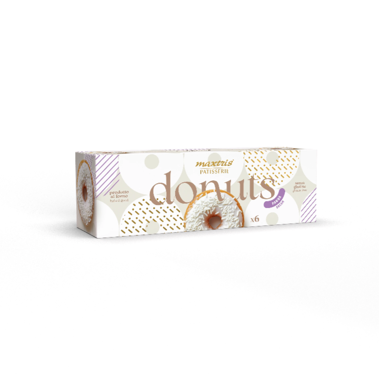 Maxtris Donuts Panna – Cream-Glazed Mini Donuts, Gluten Free, (210g, 6-Pack)