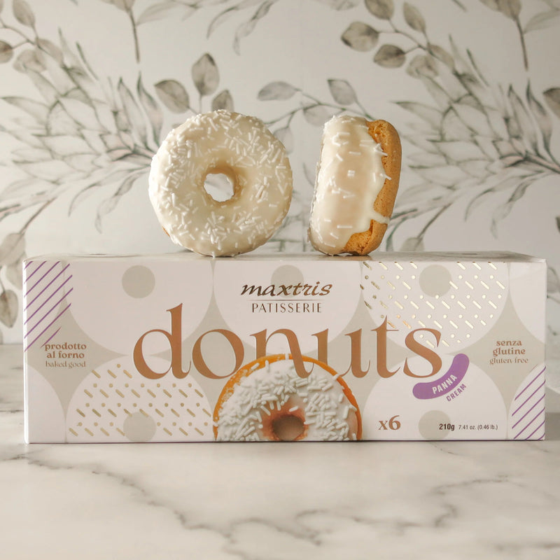 Maxtris Donuts Panna – Cream-Glazed Mini Donuts, Gluten Free, (210g, 6-Pack)