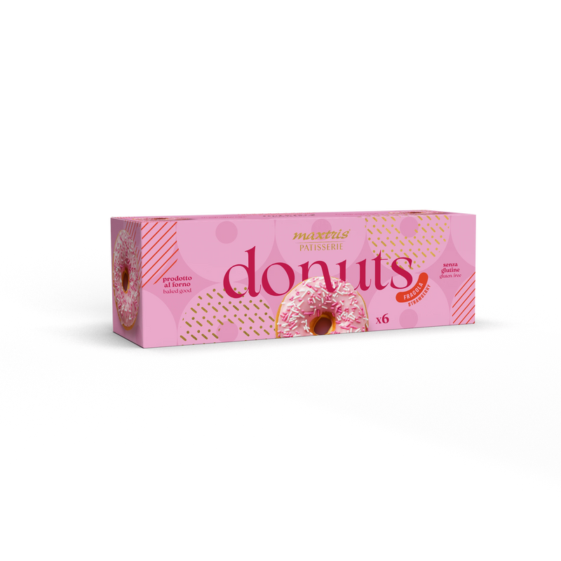 Maxtris Donuts Strawberry, Glazed Mini Donuts, Gluten Free, (210g, 6-Pack)