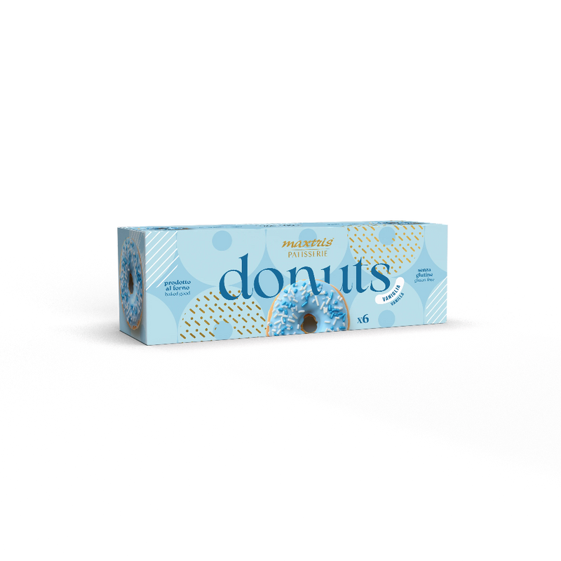 Maxtris Donuts Vanilla, Glazed Mini Donuts, Gluten Free, (210g, 6-Pack)