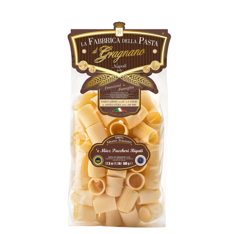 La Fabbrica Della Pasta Mezzi Paccheri Rigati #550, 17.6 oz | 500g | Pasta di Gragnano I.G.P.