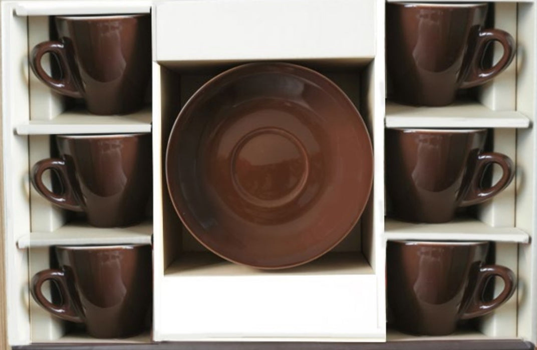 Milano Style Espresso Cups and Saucers, Set of 6