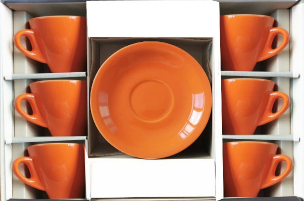 Milano Style Espresso Cups and Saucers, Set of 6