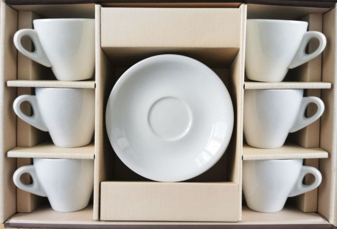 Milano Style Espresso Cups and Saucers, Set of 6