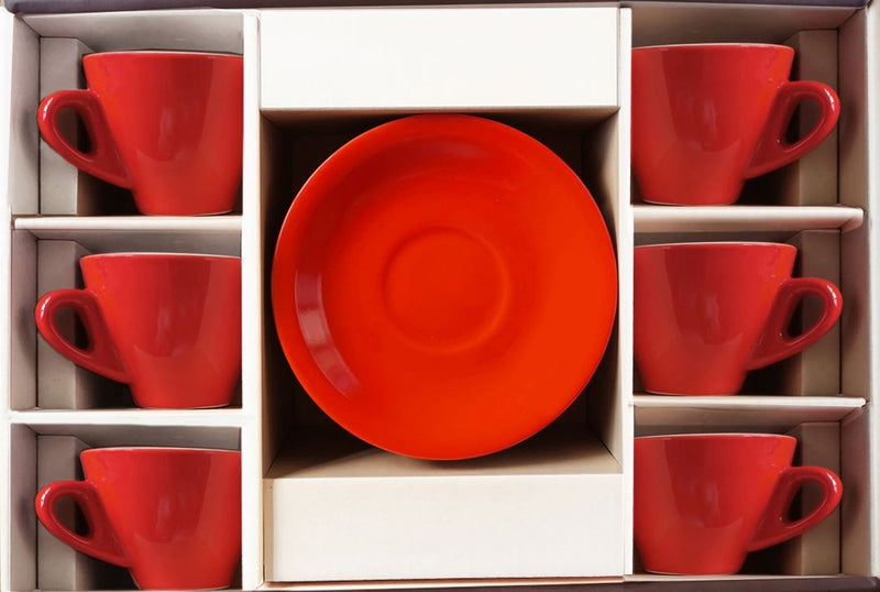 Milano Style Espresso Cups and Saucers, Set of 6