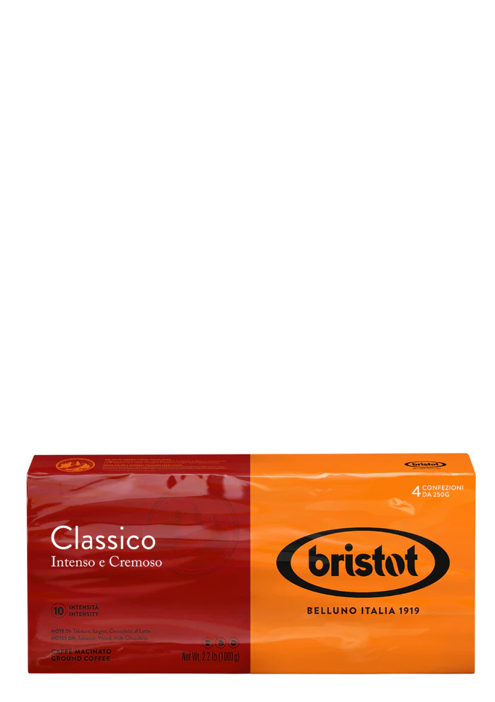 Bristot Classico Intense & Cramy, Ground Coffee, 10 Intensity, Medium Roast