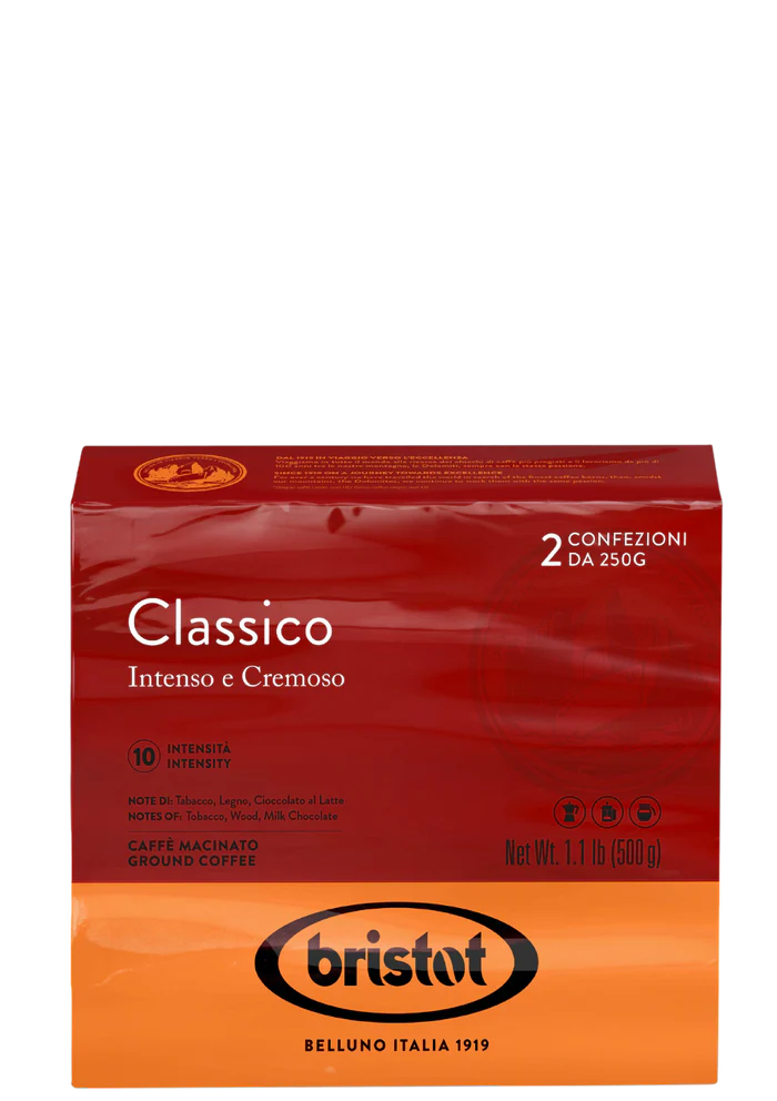 Bristot Classico Intense & Cramy, Ground Coffee, 10 Intensity, Medium Roast