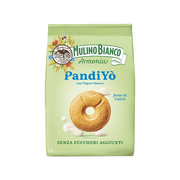 Green package of Mulino Bianco PandiYò with a donut illustration on a white background