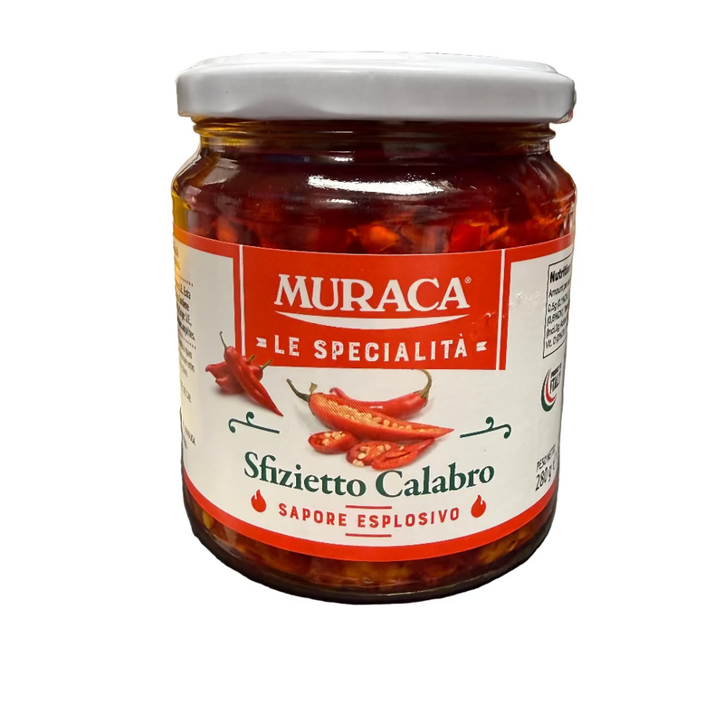 Jar of Muraca Sfizietto Calabro on a kitchen counter