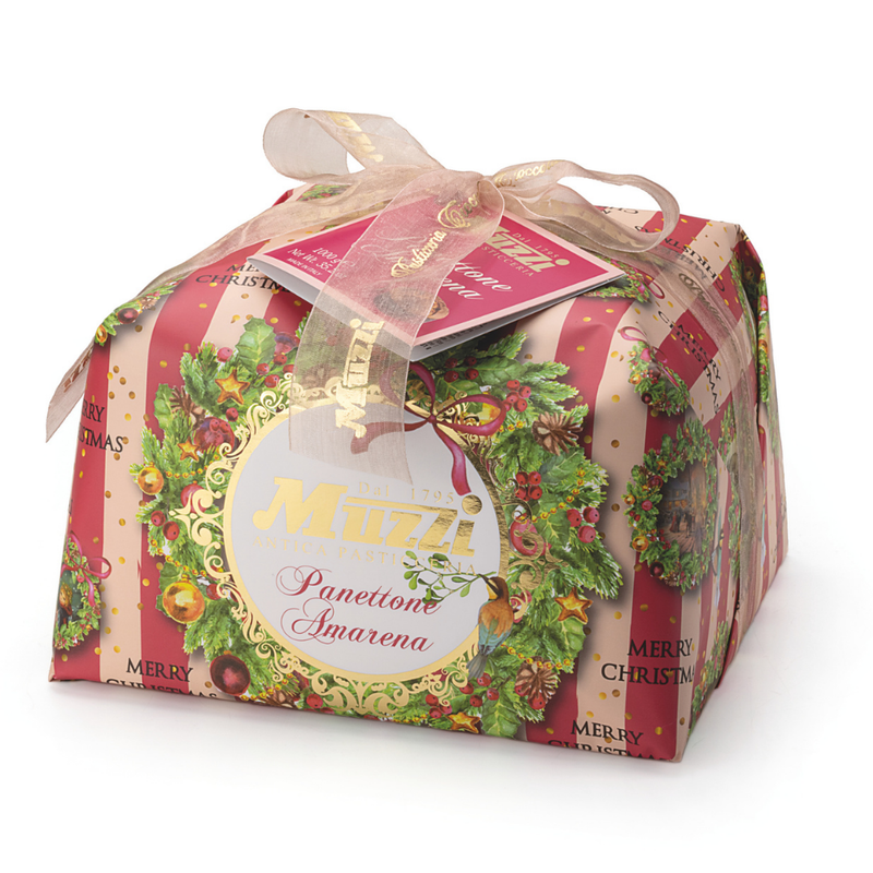 Muzzi Panettone with Amarena Cherries, Hand Wrapped, 35.2 oz | 1000g