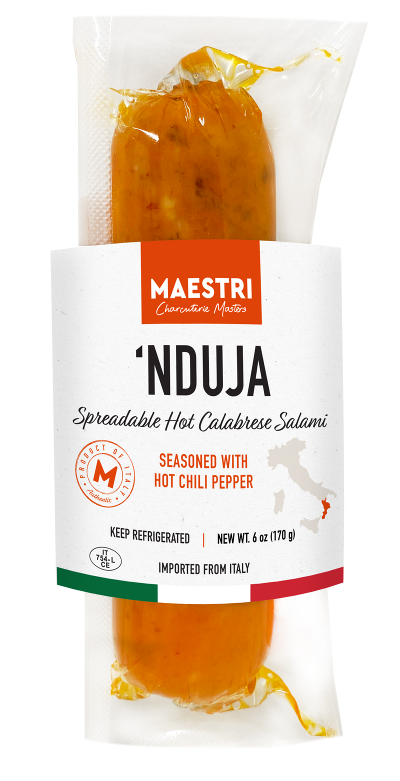 Maestri Nduja, Spreadable Hot Calabrese Salami, From Italy, 6oz | 170g