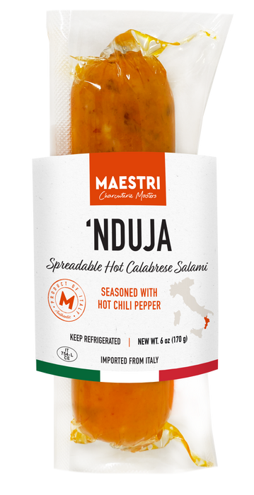 Maestri Nduja, Spreadable Hot Calabrese Salami, From Italy, 6oz | 170g