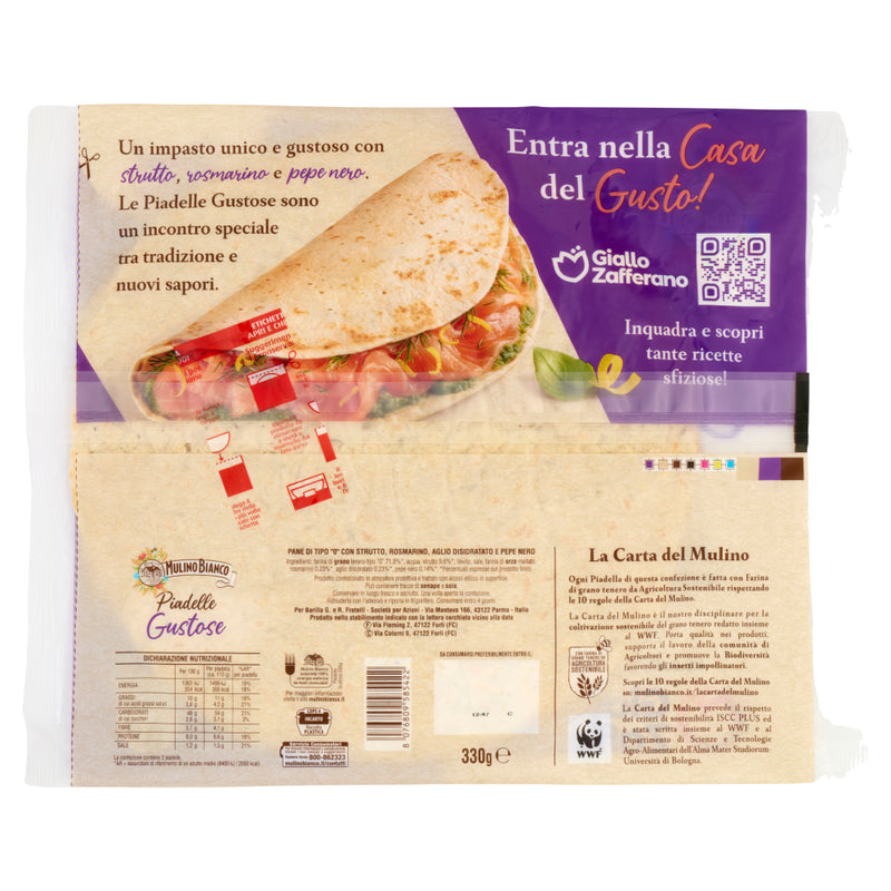 Mulino Bianco Gustose Piadelle, 3 x 110g, 330g