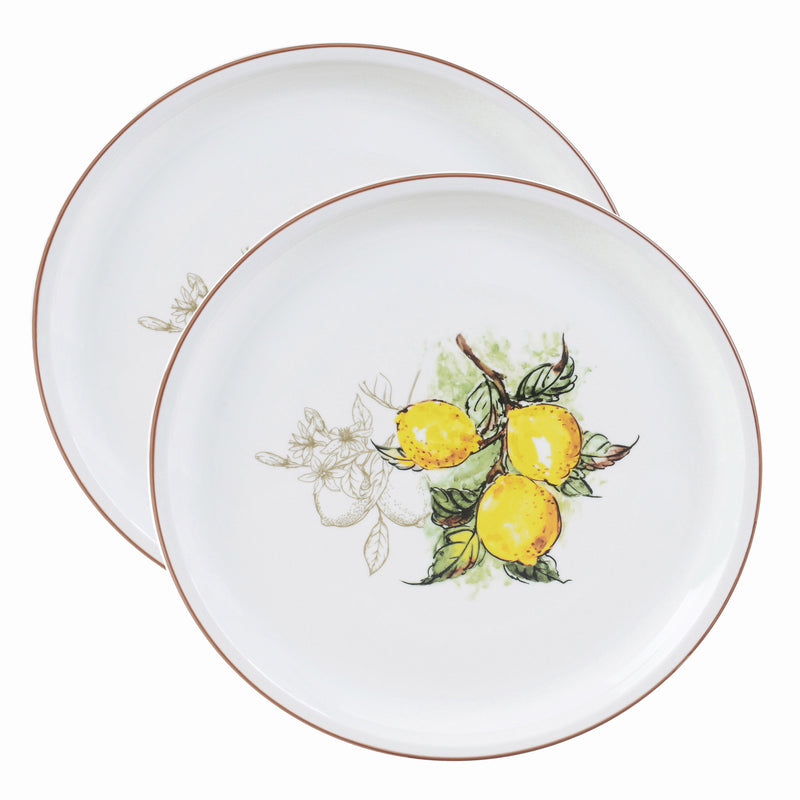 Lorren 2 Piece Round 12" Pizza Serving Platters, Lemon Design