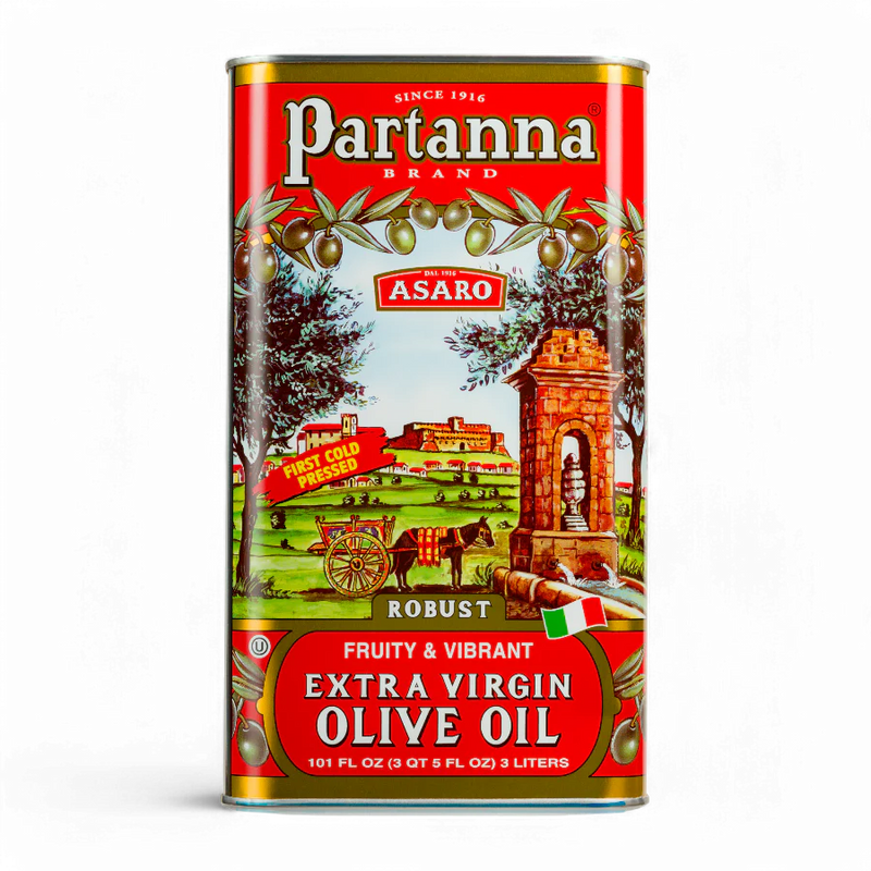 Partanna Sicilian Robust Extra Virgin Olive Oil Tin, 100% Sicilian Olives, 101 oz | 3 Liter