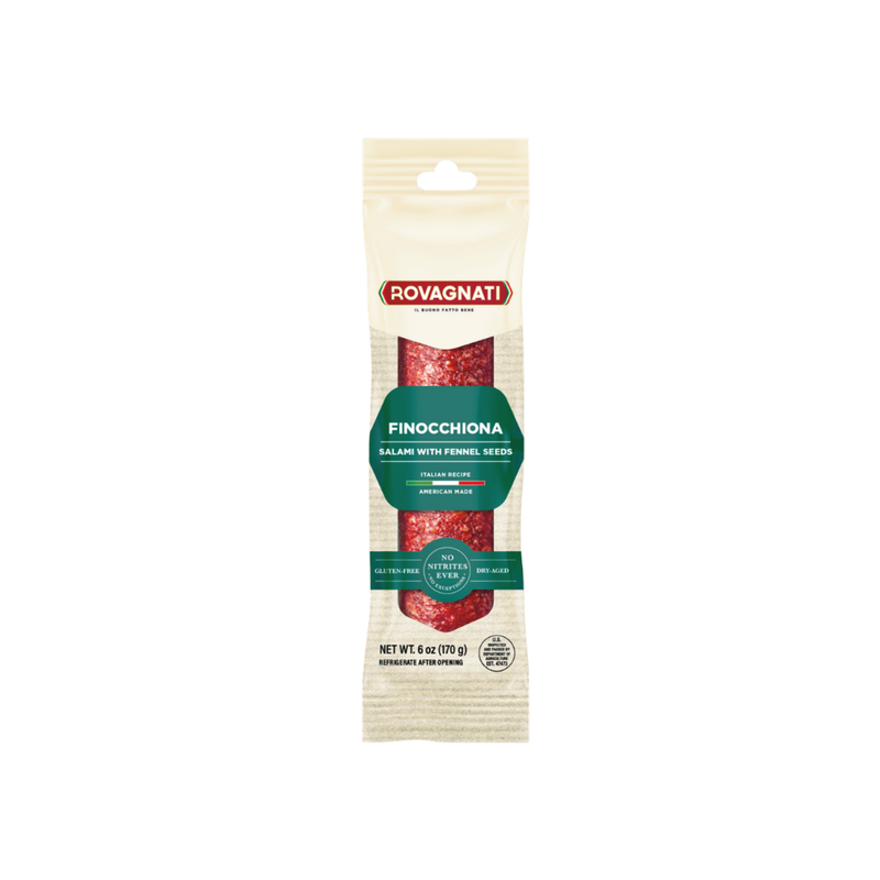 Rovagnati Finocchiona salami packaging on a white background