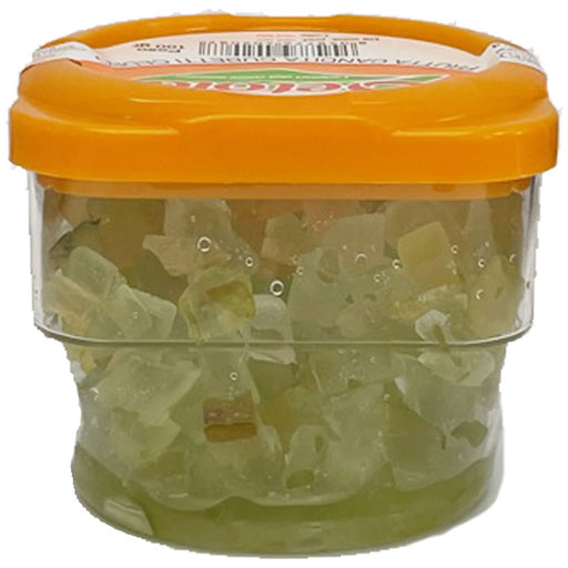 Jar of gummy bears with an orange lid on a white background