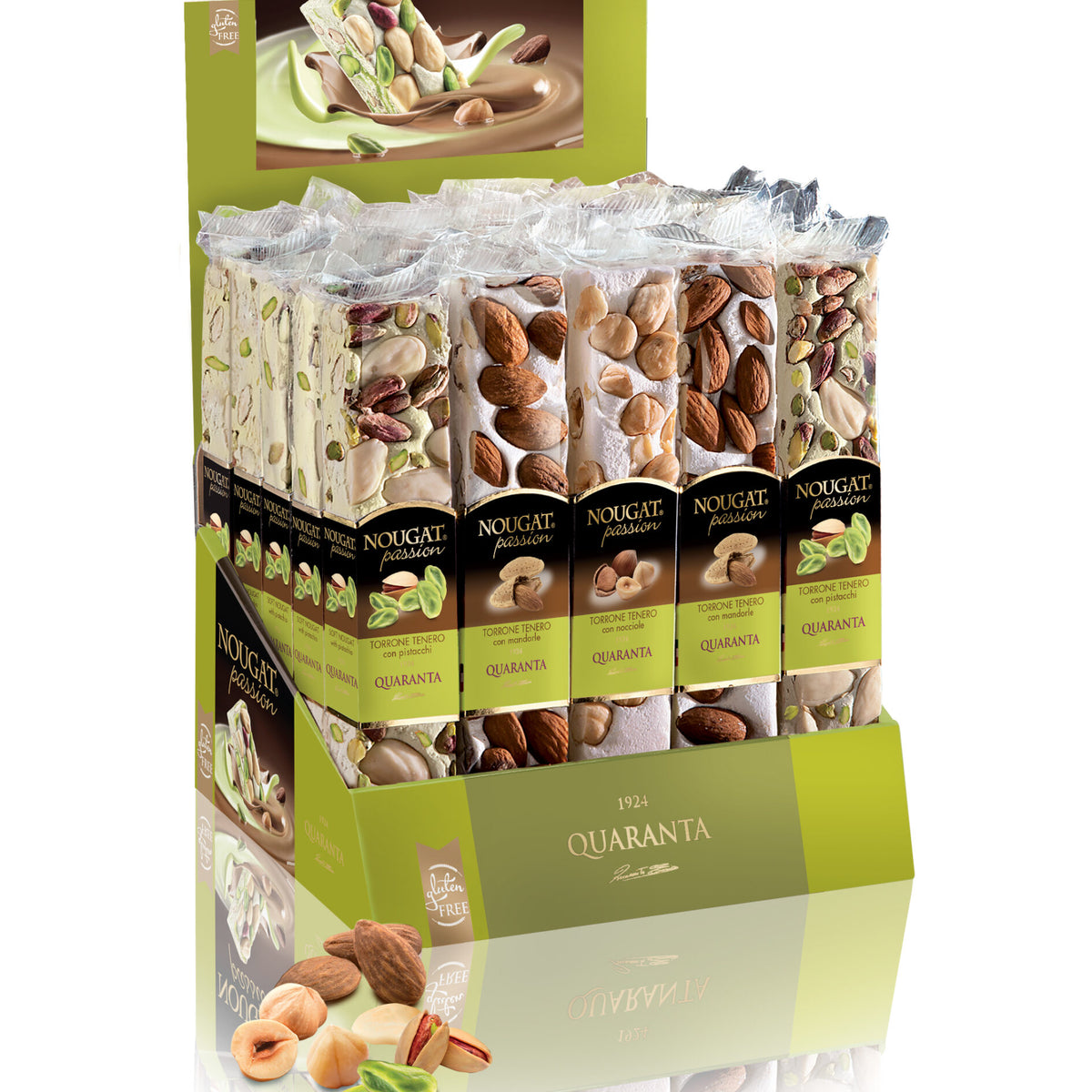 Quaranta Soft Nougat Bars Traditional, Torrone Mix Case, 25 x 3.5