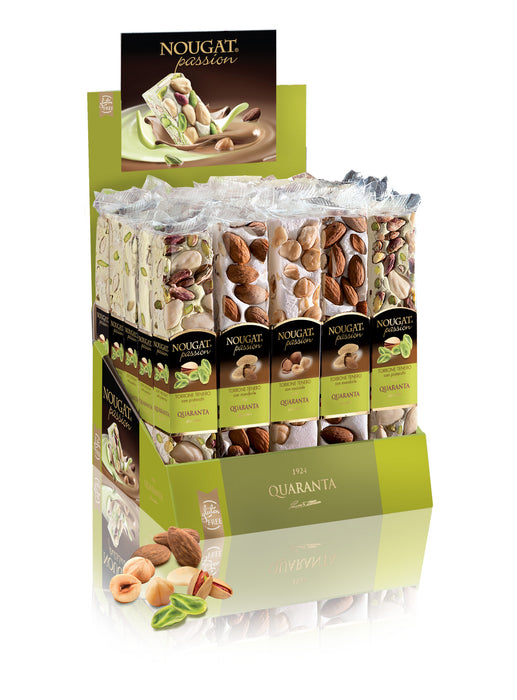 Quaranta Soft Nougat Bars Traditional, Torrone Mix Case, 25 x 3.5 oz | 100g