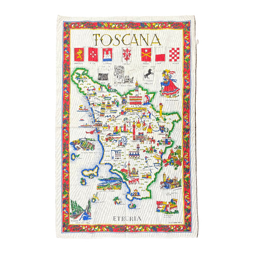 Colorful map of Toscana on a textured surface