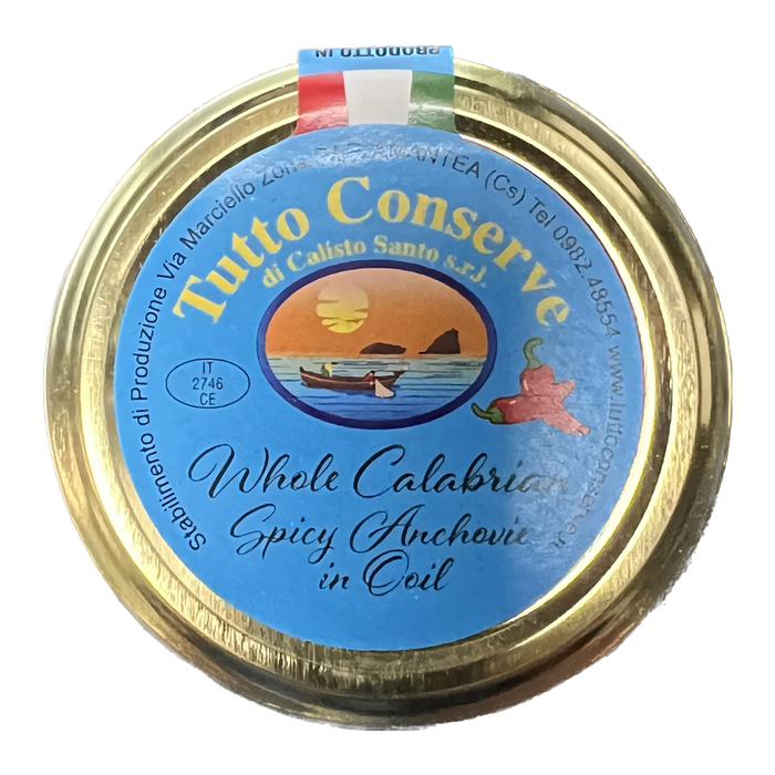 Tutto Conserve Whole Calabrian Spicy Anchovies in Oil, 10.58 oz | 300g