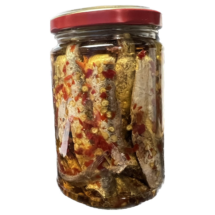 Tutto Conserve Whole Calabrian Spicy Anchovies in Oil, 10.58 oz | 300g