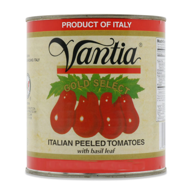 Vantia Gold Select Italian Peeled Tomatoes w Basil Leaf, 28 oz