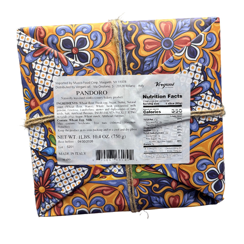 Colorful package of Vergani chocolate with decorative design