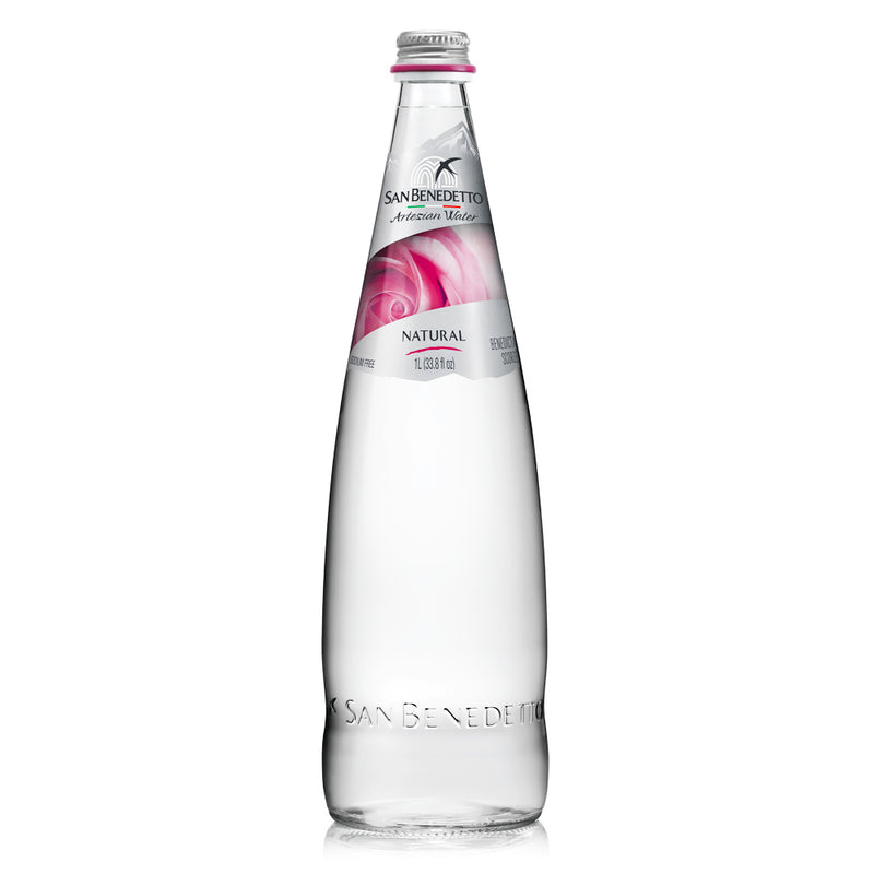 San Benedetto Natural Still Mineral Water Glass Bottles, 33 oz. | 1 Liter